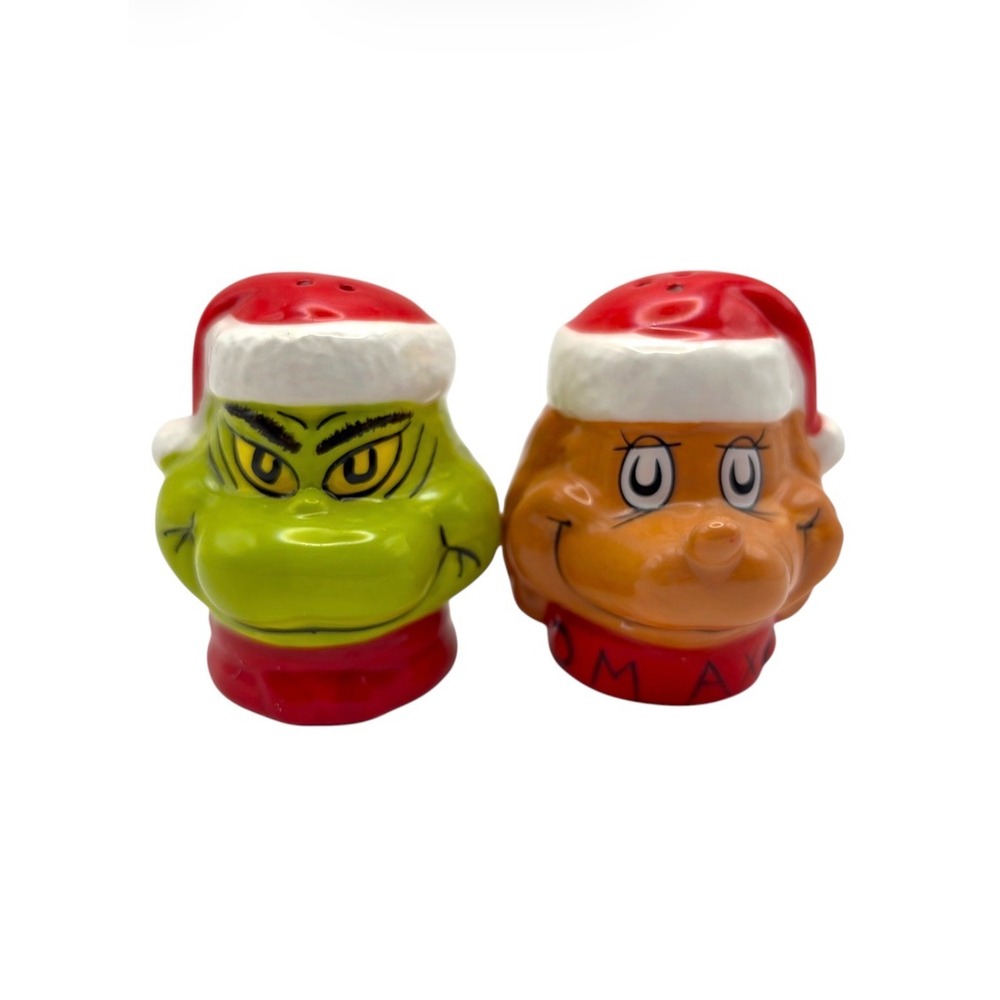 Dr. Seuss The Grinch & Max Ceramic Salt and Pepper Shakers Set Christmas Kitchen